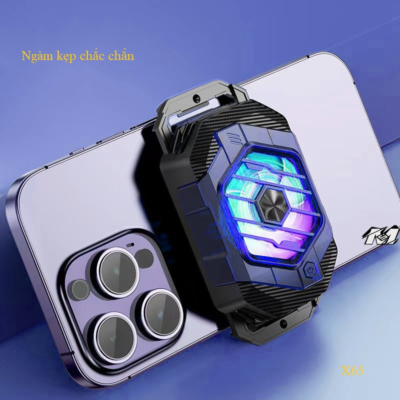 Quạt tản nhiệt X65 siêu sò lạnh điện thoại 27w tặng kèm 4 bao tay chơi gaming lướt nhạy.