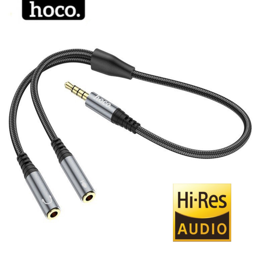 Cáp chia và gộp tai nghe 3.5mm HOCO loại jack dùng để chuyển đổi audio mic cho điện thoại laptop pc cho tai nghe loa