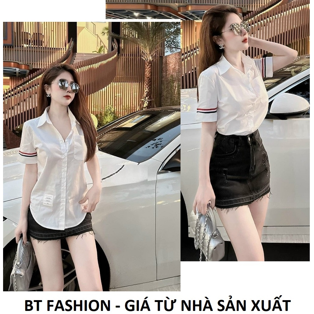 Áo Sơ Mi Tay Ngắn Viền Cổ Tay - BT Fashion (SM03)