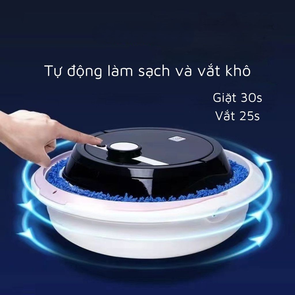 Robot lau nhà lau sàn 027 tự động kèm chậu giặt rẻ tự động lau khăn ướt khăn khô có điều khiển dễ dàng dọn vệ sinh | BigBuy360 - bigbuy360.vn