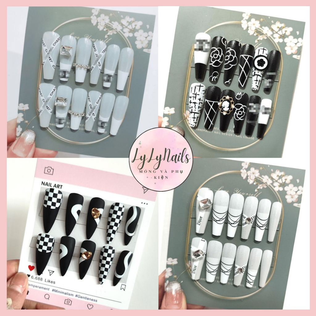 Set 24 Móng tay giả,móng úp dạng dải móng,thang móng DY51-DY110 kèm keo silicon,dũa