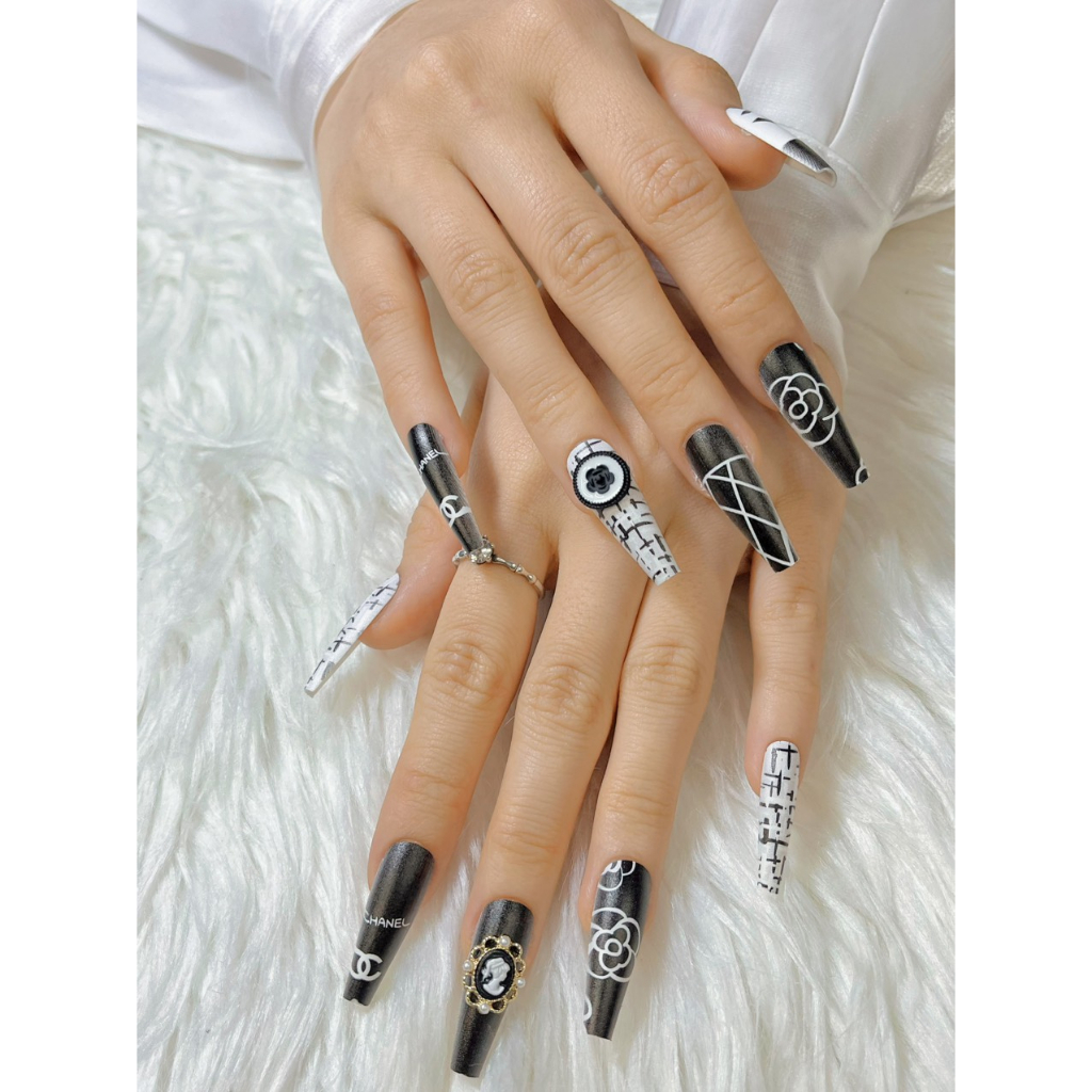 Set 24 Móng tay giả,móng úp dạng dải móng,thang móng DY51-DY110 kèm keo silicon,dũa