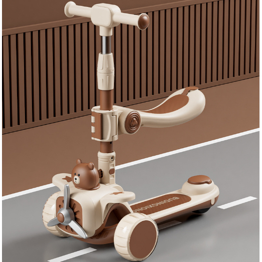 Xe trượt cho bé 3in1 - Xe trượt scooter gấp gọn bánh phát sáng có ghế ngồi có nhạc.