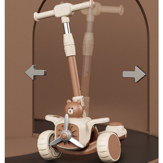 Xe trượt cho bé 3in1 - Xe trượt scooter gấp gọn bánh phát sáng có ghế ngồi có nhạc.