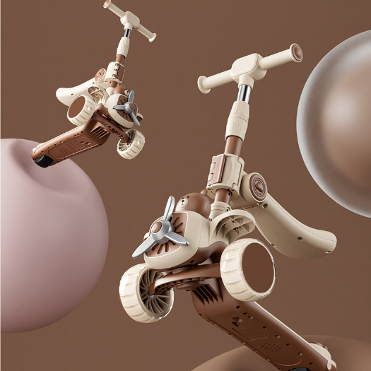 Xe trượt cho bé 3in1 - Xe trượt scooter gấp gọn bánh phát sáng có ghế ngồi có nhạc.