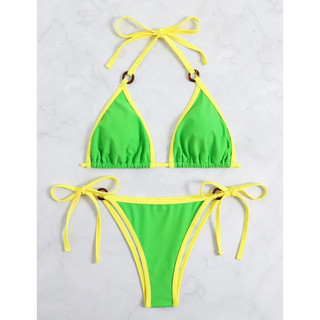 Bộ bikini nữ 2m tam giác màu trơn viền đơn giản sexy