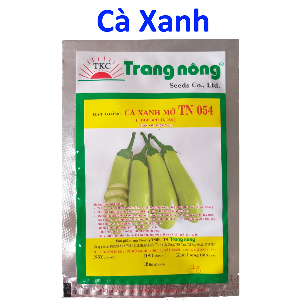 Hạt Giống Cà Xanh Mỡ Trang Nông TN054