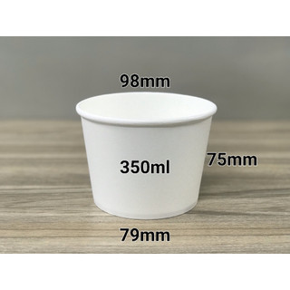 Tô giấy 360ml trắng, set 100 cái kèm nắp