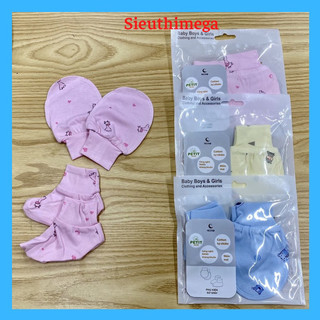 Set bao tay bao chân sơ sinh chất liệu Petit Moon@ - 3 màu