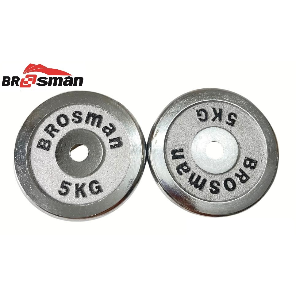 Tạ đĩa, Tạ bánh, Tạ miếng inox cao cấp 5Kg Brosman nhập khẩu chính hãng