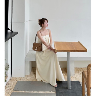 Đầm maxi Trắng kem 2 dây