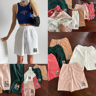 Quần short thun da cá thêu gấu