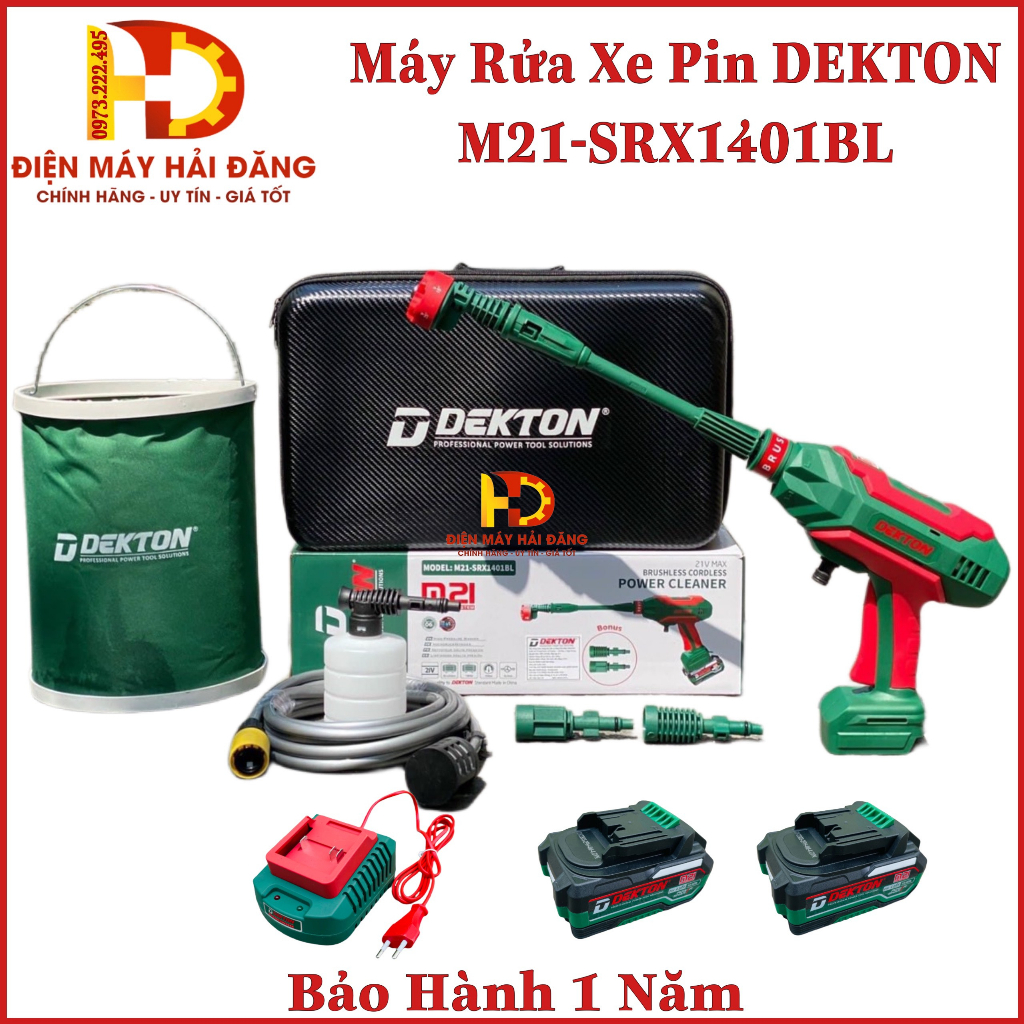 (Hoả Tốc) Máy rửa xe pin DEKTON M21-SRX1401BL.21V 180W.Áp Lực Cao 35Bar Cực Mạnh.Bảo Hành 1 Năm