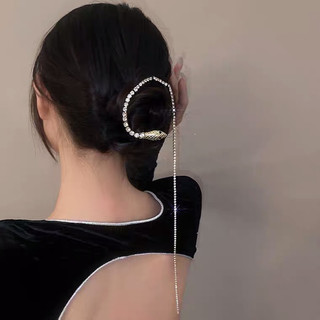 Kẹp tóc rắn đính đá dáng dài cá tính và nổi bật, trâm cài tóc cá tính