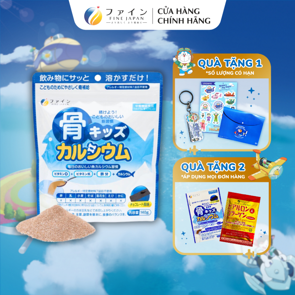 Bột Canxi Cá Tuyết Fine Bone's Calcium For Kids Gói 140G Bổ Sung Canxi Phát Triển Chiều Cao