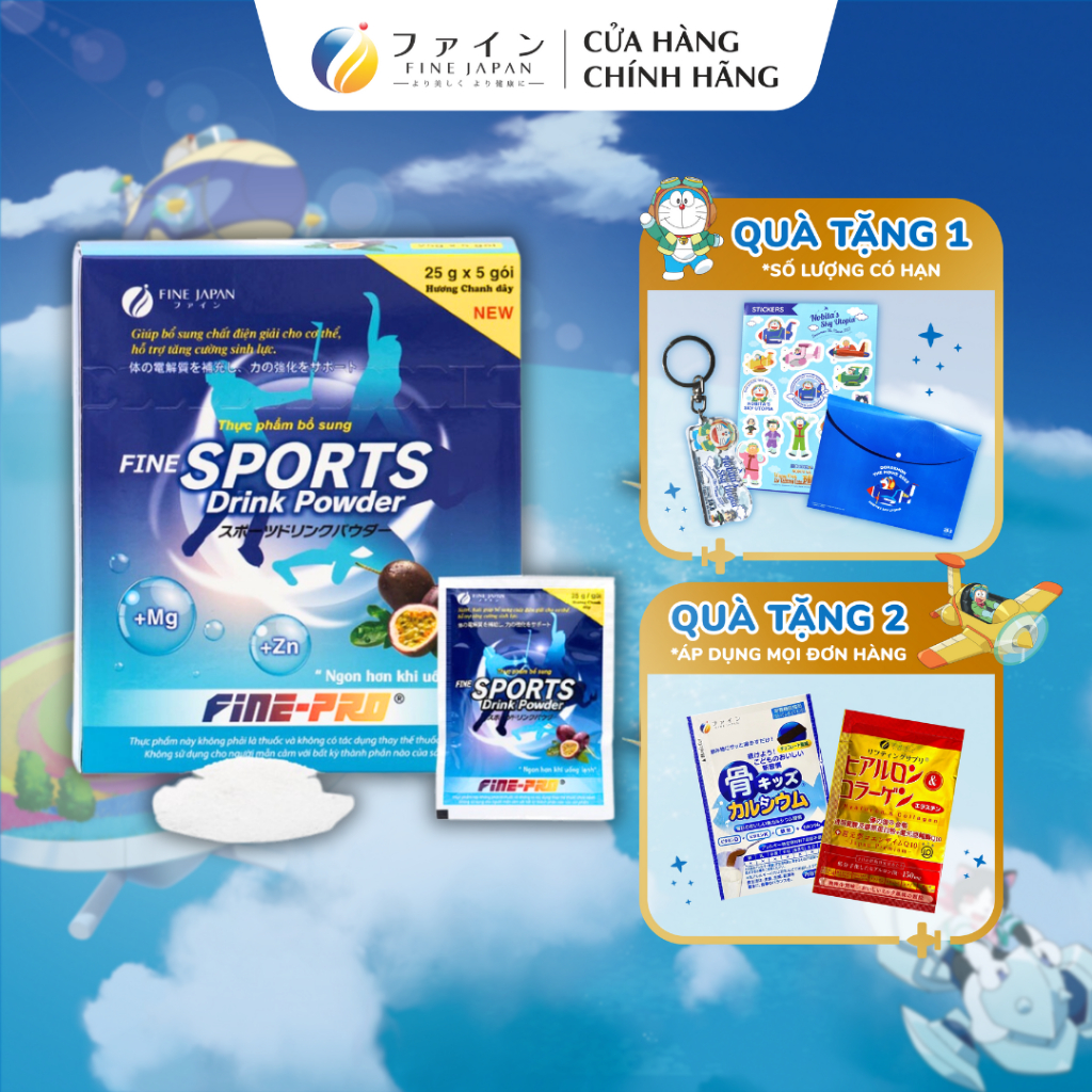 Bột Pha Nước Điện Giải Sport Drink Fine Japan Hương Chanh Dây 5 Gói