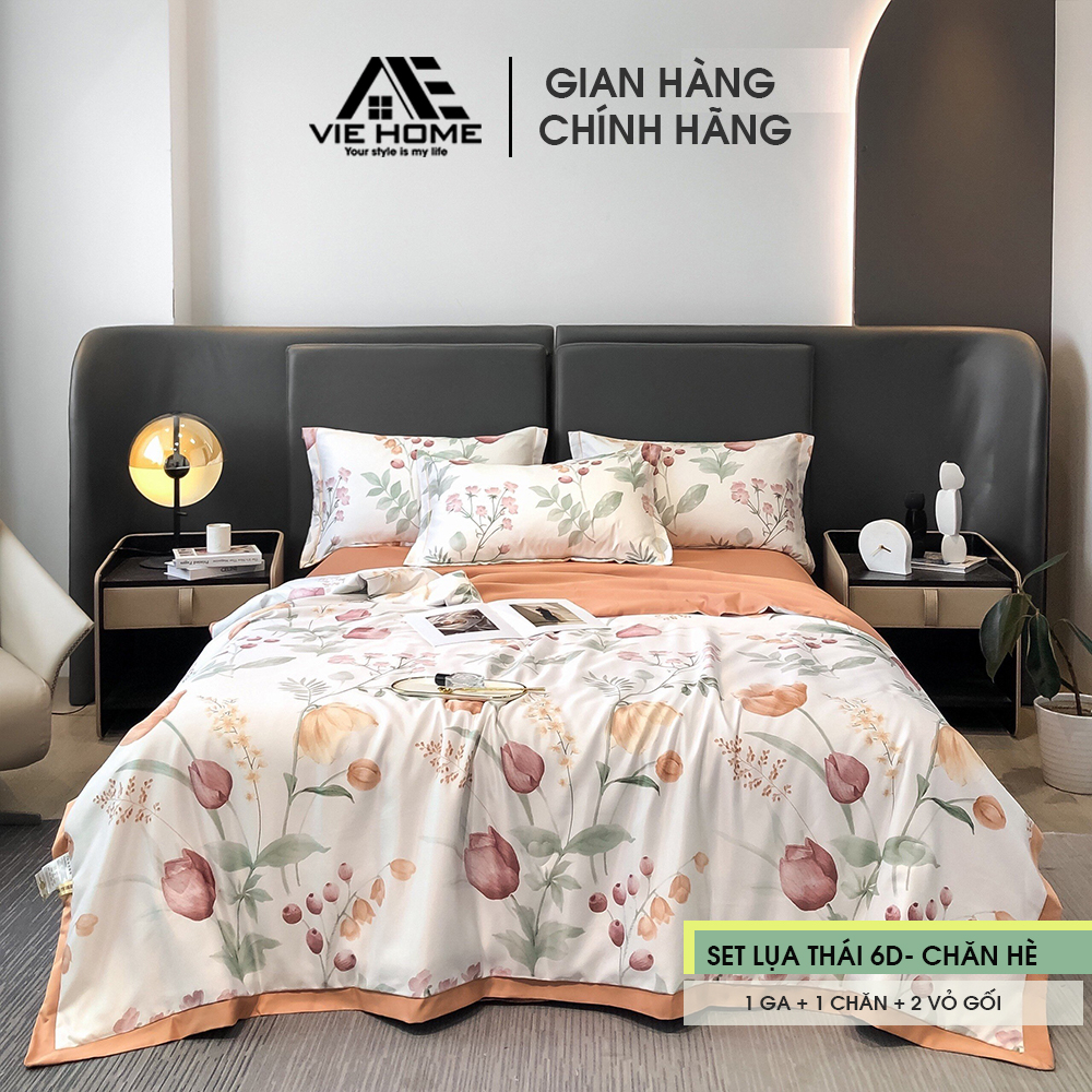 Bộ Chăn Ga Gối Lụa Thái 6D VIE HOME - Bedding Hàng nhập khẩu cao cấp - 4 Món nhiều họa tiết M2/M4/M6/M8