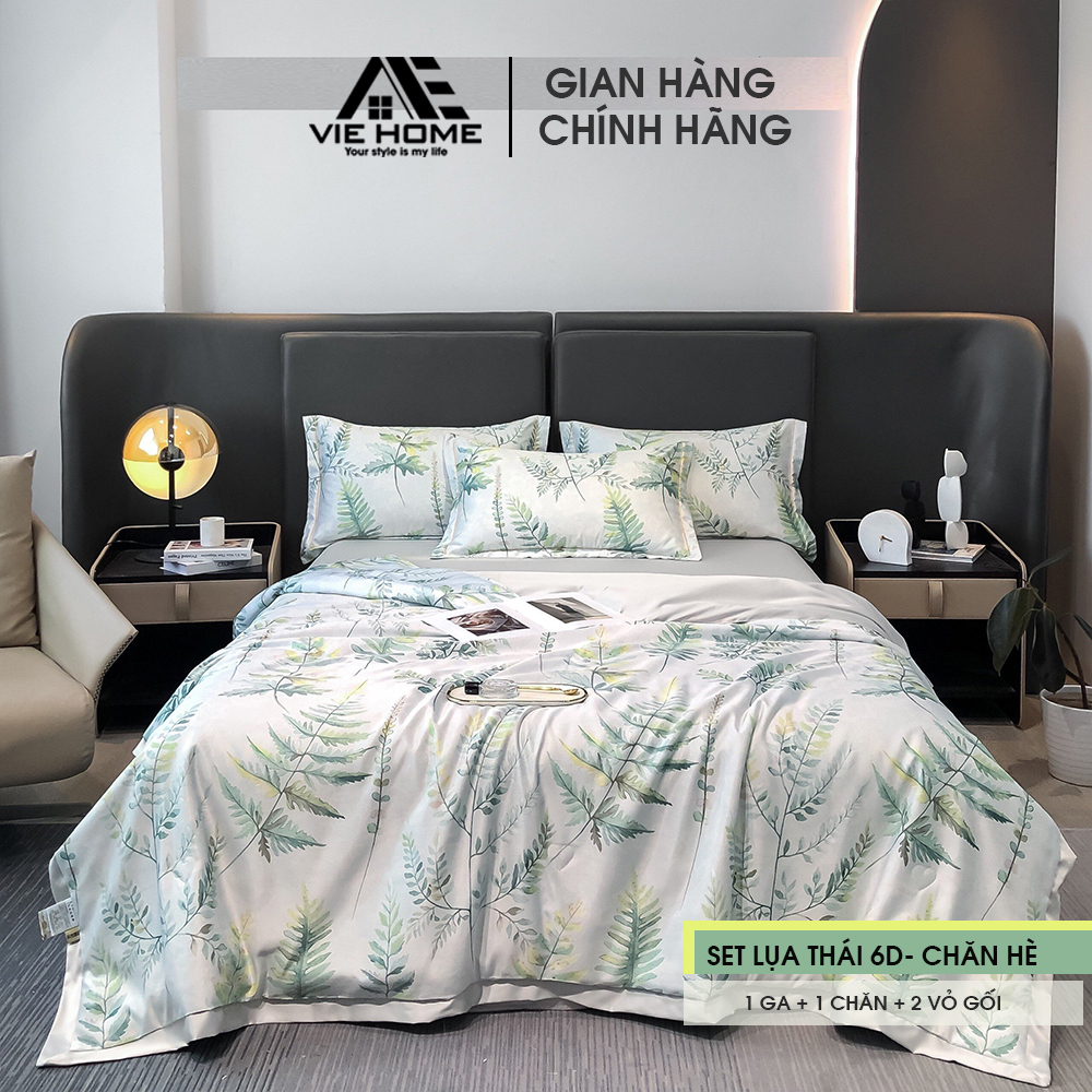 Bộ Chăn Ga Gối Lụa Thái 6D VIE HOME - Bedding Hàng nhập khẩu cao cấp - 4 Món nhiều họa tiết M2/M4/M6/M8