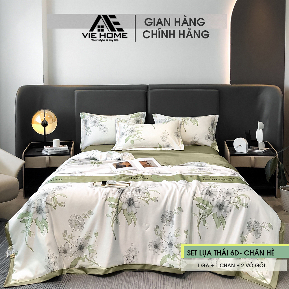 Bộ Chăn Ga Gối Lụa Thái 6D VIE HOME - Bedding Hàng nhập khẩu cao cấp - 4 Món nhiều họa tiết M2/M4/M6/M8