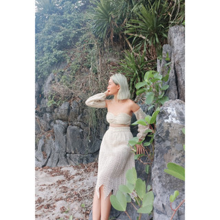 SET áo croptop chân váy ren đi biển boho vintage du lịch đẹp xinh hotgirl sexy