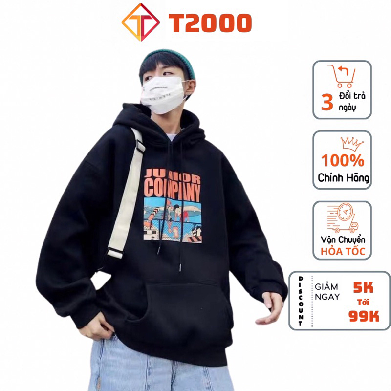 Áo hoodie nam nữ phom rộng in company, dày dặn HD014