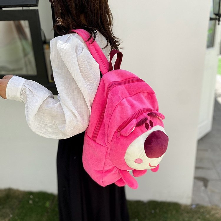 BaLô Gấu Dâu Lotso Size Lớn Đeo Vai Đi Học, Đi Chơi Màu Hồng Lông Mịn Siêu Dễ Thương Cá Tính Cao Cấp Siêu Bền