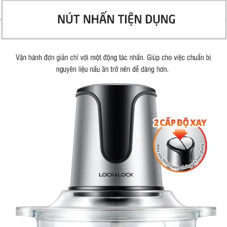 Máy xay thịt LocknLock đa năng 2L cối thủy tinh, công suất lớn, 4 lưỡi dao, làm giò chả gia đình EJM171 - HAPOS OFFICIAL