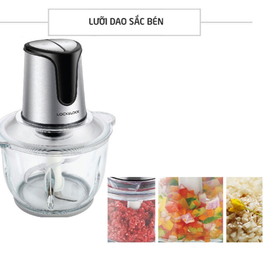Máy xay thịt LocknLock đa năng 2L cối thủy tinh, công suất lớn, 4 lưỡi dao, làm giò chả gia đình EJM171 - HAPOS OFFICIAL