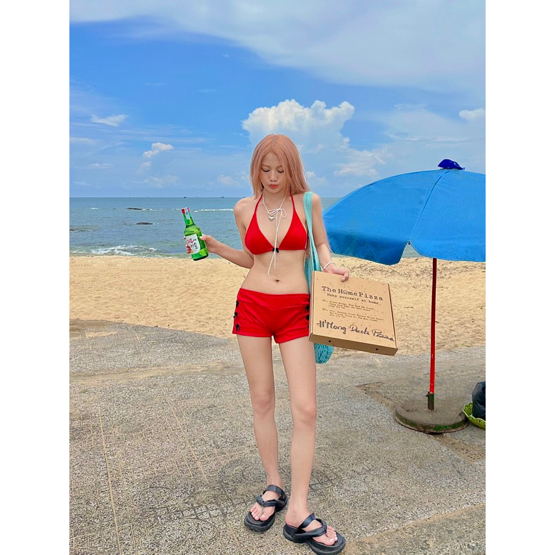 RED FLAG BIKINI - Set bikini quần short đính nơ
