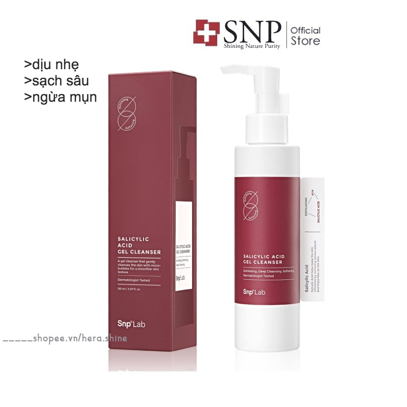 Gel Rửa Mặt BHA Cho Da Mụn Nhậy Cảm SNP LAB Salicylic Acid Gel Cleanser Dịu Nhẹ Sạch Sâu Ngừa Mụn 15
