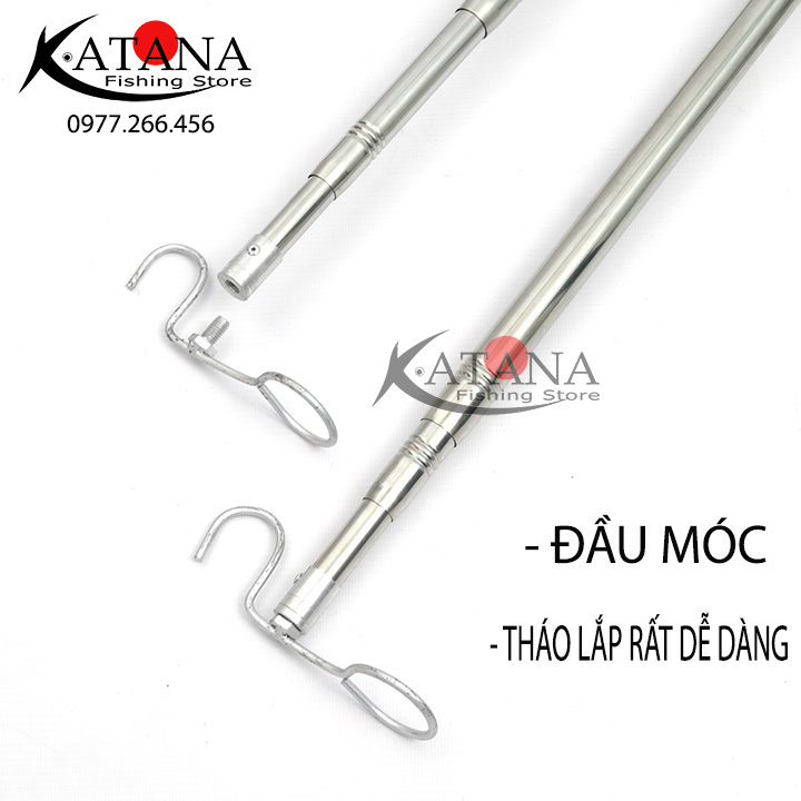 - Sào rút Inox  1m7 - 7m tặng kèm móc treo + Tùy chọn mua thêm liềm cắt , vợt hái trái