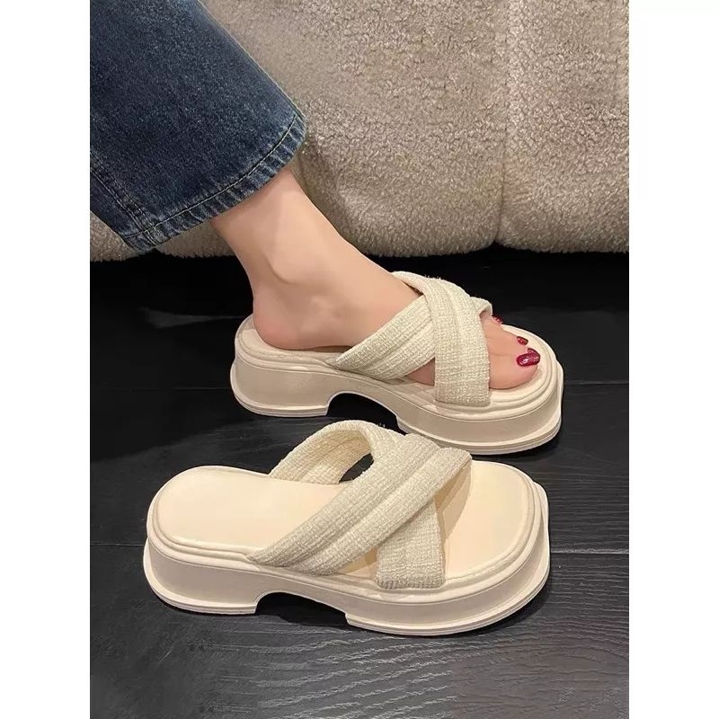 Dép Bánh Mì Nữ- Dép đế xuồng Quai chéo ôm chân_Phom to Lùi 1 size