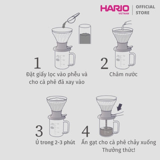 Set phễu Hario Switch thủy tinh size 02, bình server và giấy lọc Immersion Dripper Switch Server Set
