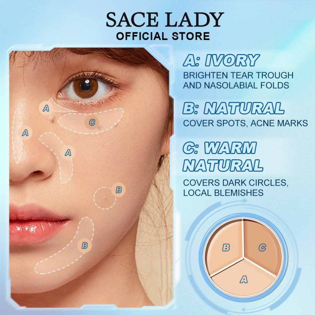 SACE LADY trang điểm làm đẹp Kem che khuyết điểm 15g không phai chống nước và mồ hôi làm sáng da chất lượng cao