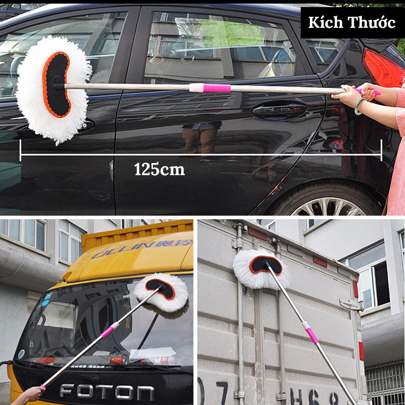 Cây Lau Rửa Xe Ô Tô Cán Dài Lông Mềm – Cán Chổi Có Thể Kéo Dài  - Hoàng Nam Auto