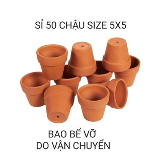 Sỉ 50 chậu đất nung size 5x5 màu đỏ đất nung