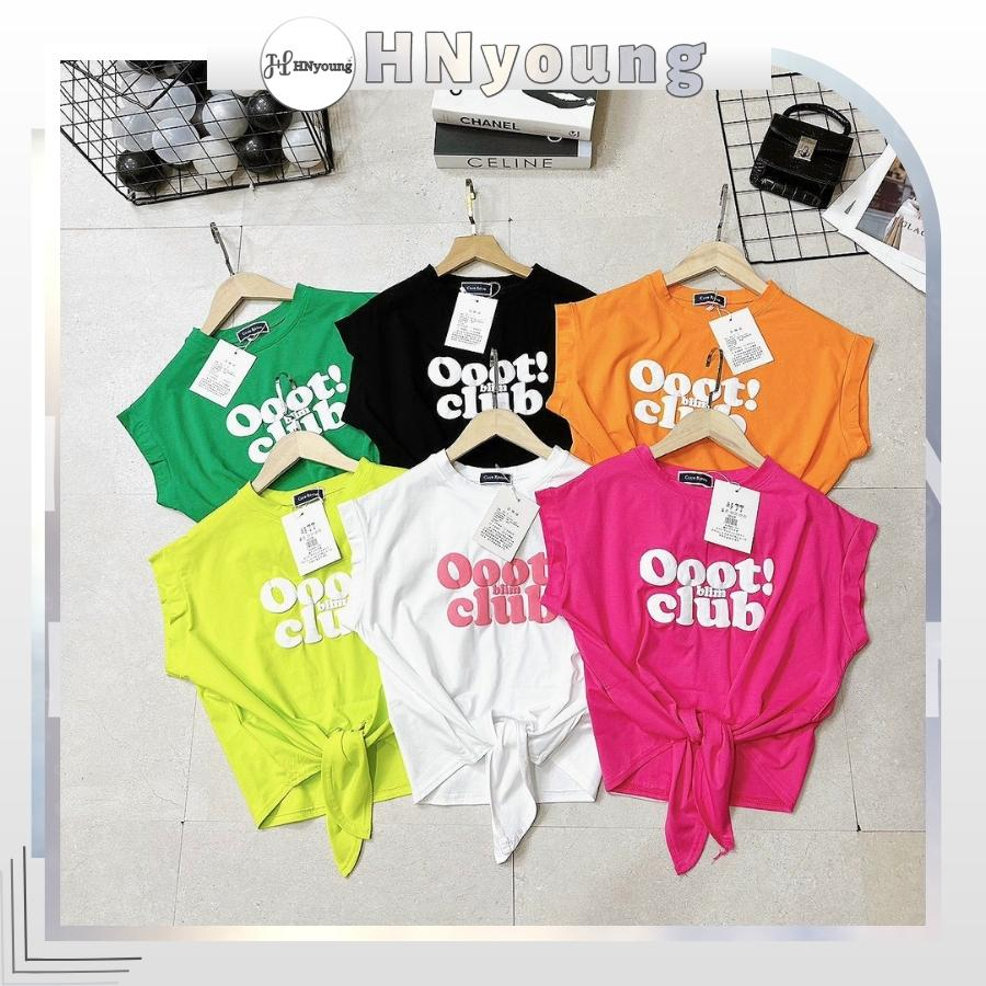Áo Croptop nữ dây buộc nhảy rumba, aerobix, chạy bộ chất cotton mát thấm hút mồ hôi in chữ OootClub trẻ trung phong các