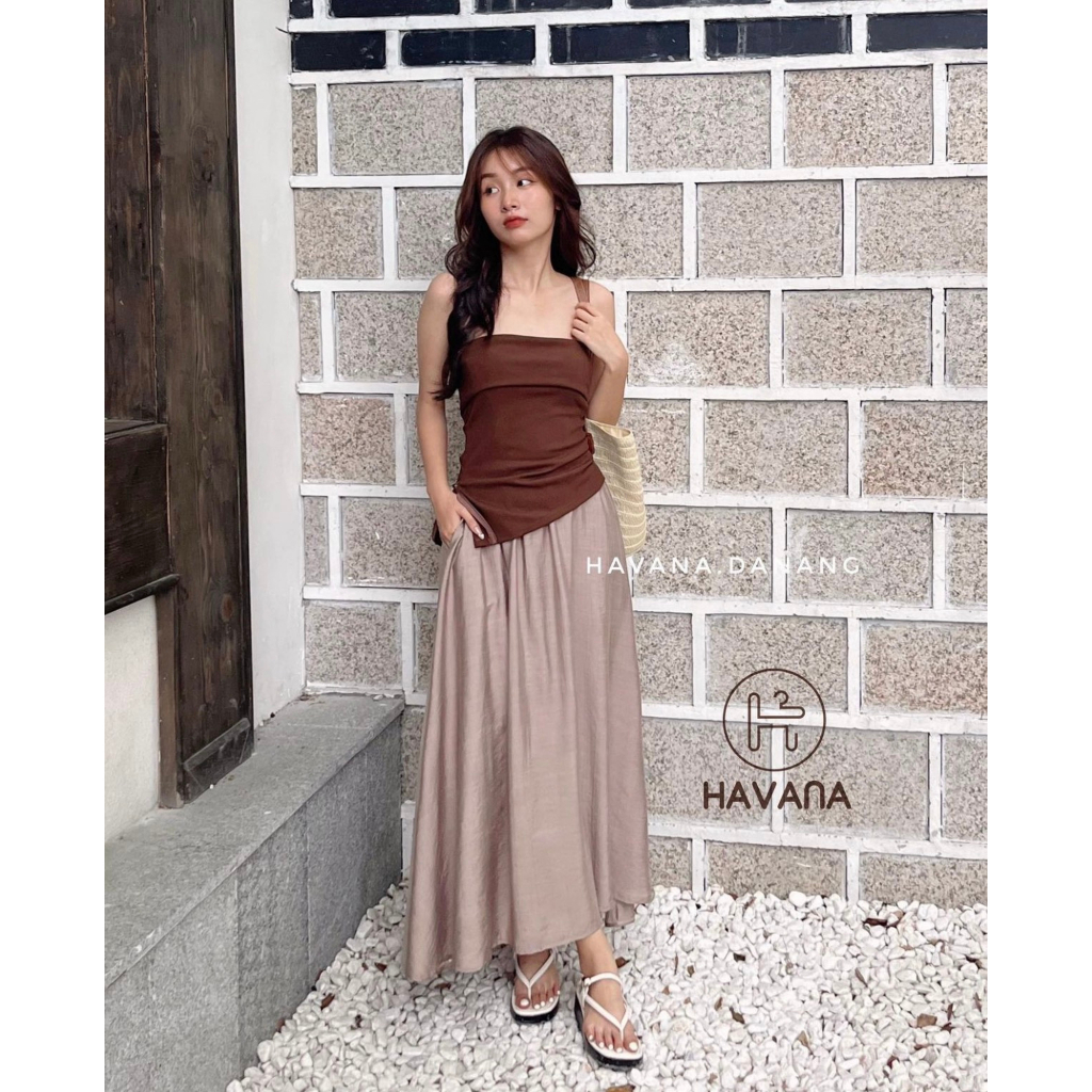 Chân váy xoè dáng dài chất đũi hàn - Retrostyle - CV0199_P8K3