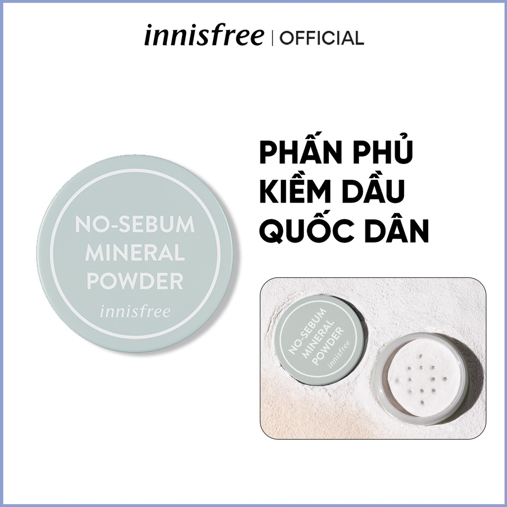 Phấn Phủ Khoáng Innisfree No Sebum Mineral Powder 5g cho làn da mịn mượt tự nhiên giữ lớp makeup lâu trôi