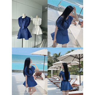 Đầm xoè viền nơ