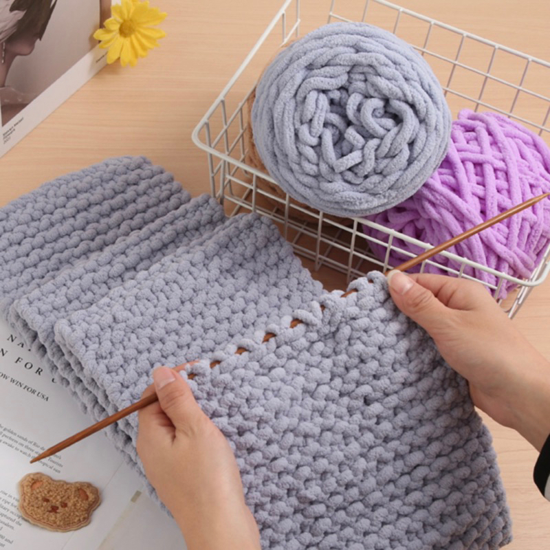 Set nguyên liệu tự đan móc khăn len Bông Sữa quàng cổ đôi nam nữ quà tặng handmade ý nghĩa lenmade thời trang Hàn Quốc