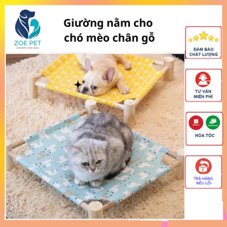 Giường nằm cho chó mèo chân gỗ, nằm thoáng mát dễ lắp đặt