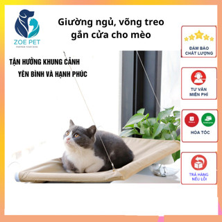Giường ngủ, võng treo cho mèo gắn cửa chắc chắn