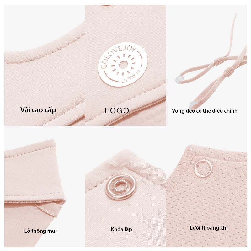 Khẩu Trang Vải Che Mặt Kèm Mũ Tấm che nắng toàn mặt ngoài trời hai trong một có thể tháo rời bằng lụa băng thoáng khí