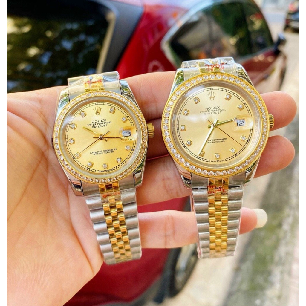 Đồng hồ Nam Rolex máy nhật mặt vàng số gạch dòng cơ Automatic size 38mm-41mm