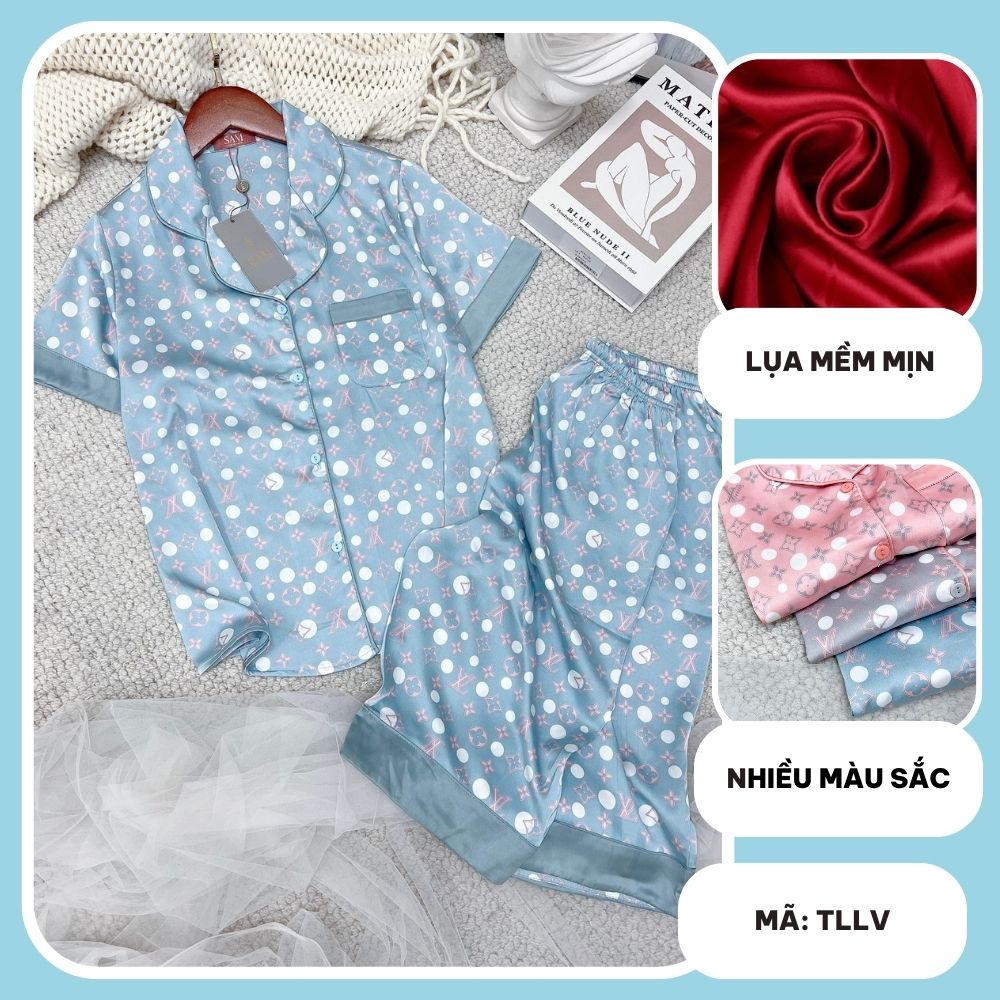 Pijama lụa cao cấp Sam bộ lụa mặc nhà mềm mượt màu sắc nhẹ dáng lửng thoải mái