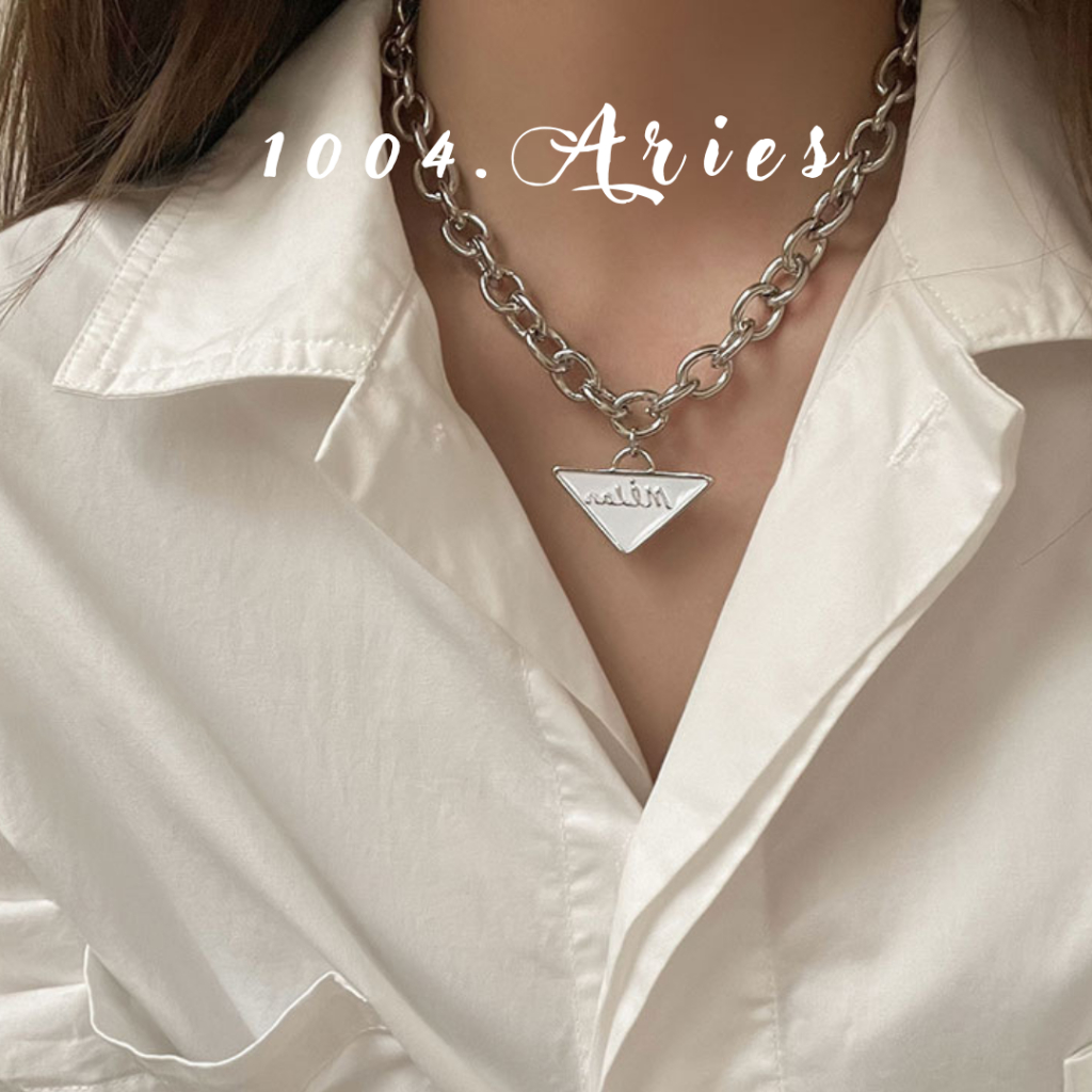 Dây chuyền nữ xích mặt tam giác đen trắng - 1004.ARIES