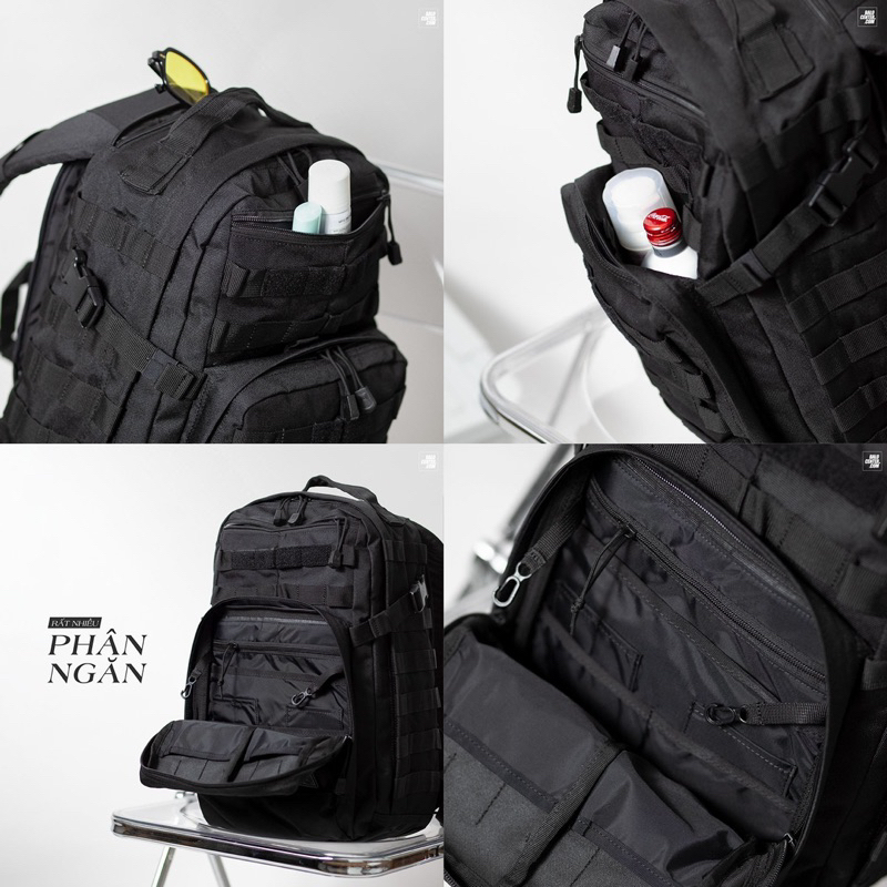 Balo Du Lịch 511 Tatical Balo Thể Thao Đựng Laptop, Nhiều Ngăn Chứa, Chống Thấm Nước Tên: Rush 12 version 2.0 Black