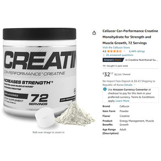 Creatine Monohydrate (5g) - COR-Performance® Creatine 72 liều dùng
