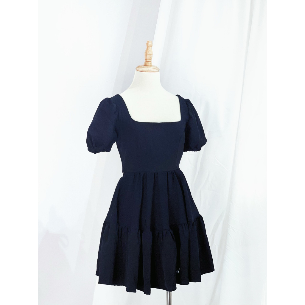 Đầm babydoll Ennik dáng xoè hở lưng tay phồng, đầm dạo phố, đầm đi biển